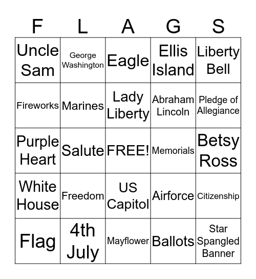 ******PATRIOTIC BINGO****** Bingo Card