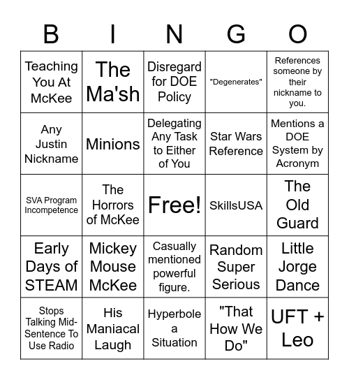 Jorge's Bingo Bash Bingo Card