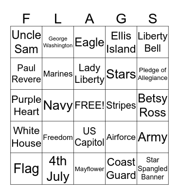 ******PATRIOTIC BINGO****** Bingo Card