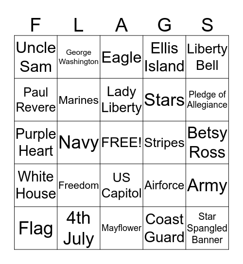 ******PATRIOTIC BINGO****** Bingo Card