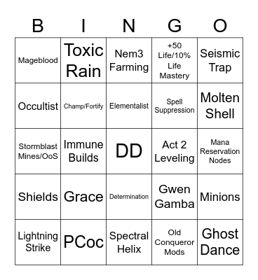 3.7 Nerfs Bingo Card