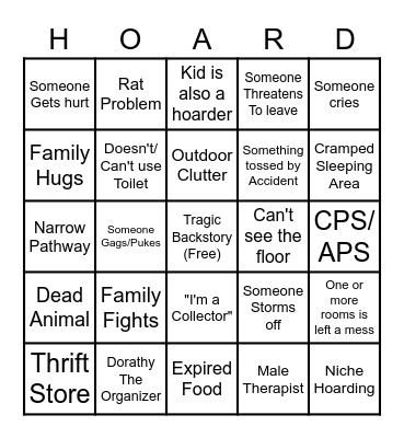 "Hoarders" Bingo Card