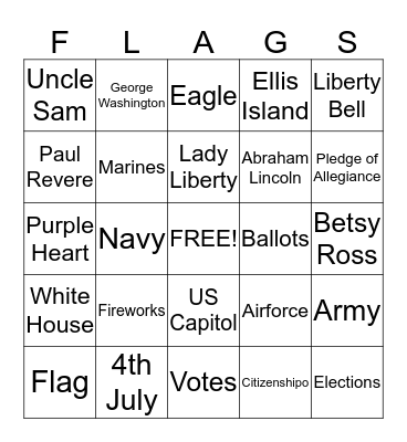 ******PATRIOTIC BINGO****** Bingo Card