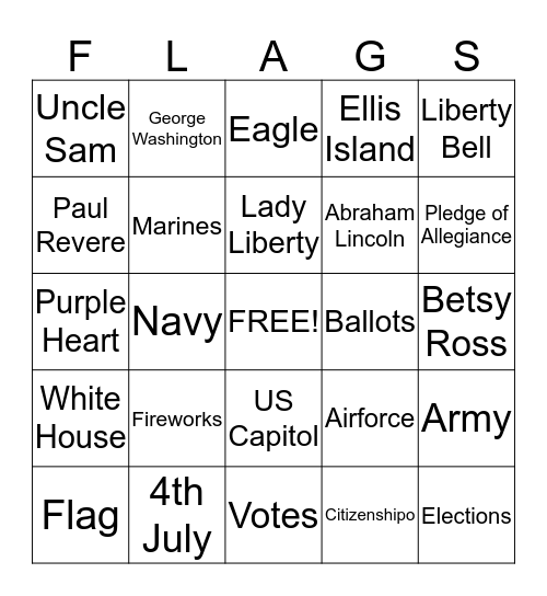******PATRIOTIC BINGO****** Bingo Card