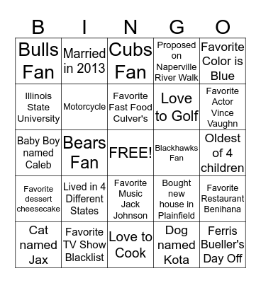 Get to Know Justin BINGO Card