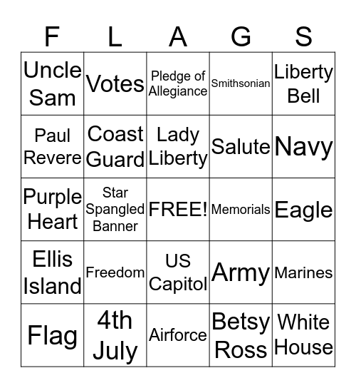 ******PATRIOTIC BINGO****** Bingo Card