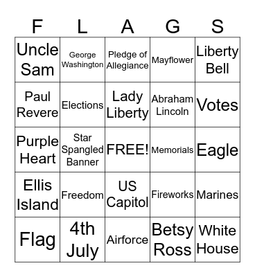 ******PATRIOTIC BINGO****** Bingo Card