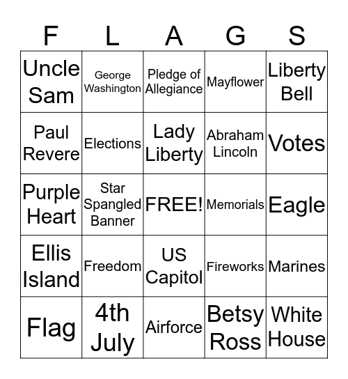 ******PATRIOTIC BINGO****** Bingo Card