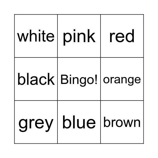 Die Farben Bingo Card