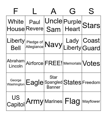 ******PATRIOTIC BINGO****** Bingo Card