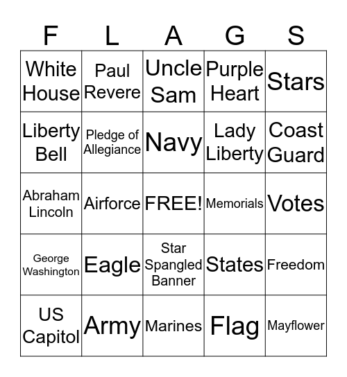 ******PATRIOTIC BINGO****** Bingo Card