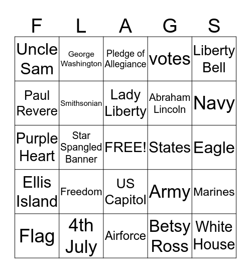 ******PATRIOTIC BINGO****** Bingo Card