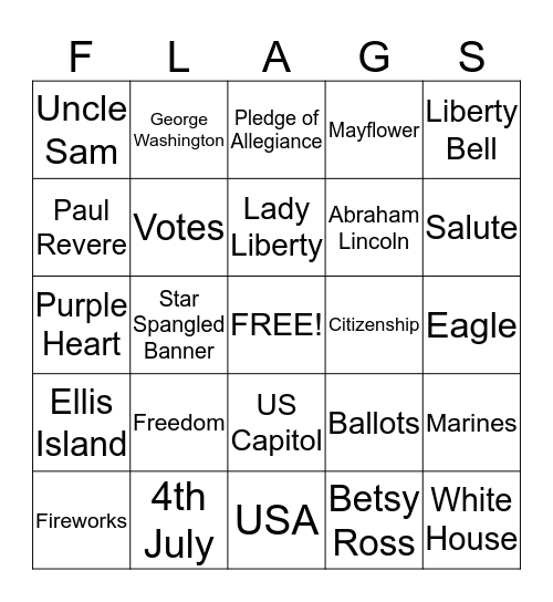 ******PATRIOTIC BINGO****** Bingo Card