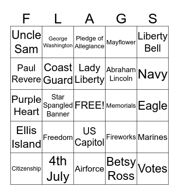 ******PATRIOTIC BINGO****** Bingo Card