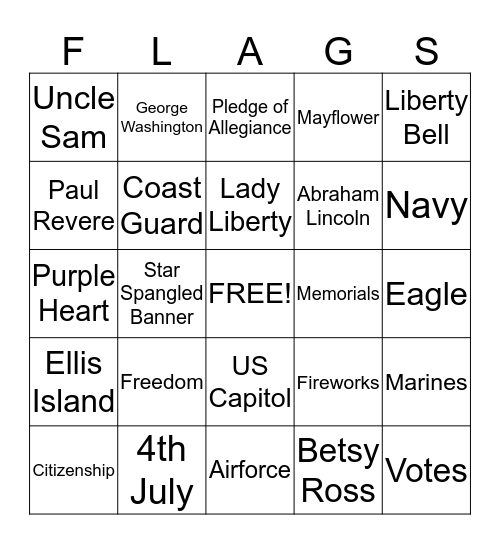 ******PATRIOTIC BINGO****** Bingo Card