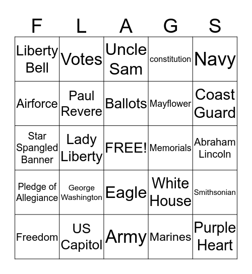 ******PATRIOTIC BINGO****** Bingo Card