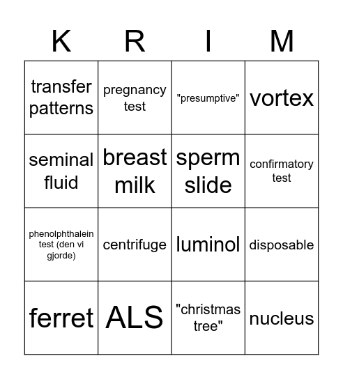 Biologiska spår Bingo Card