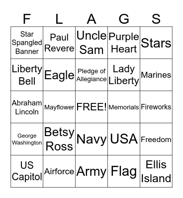 ******PATRIOTIC BINGO****** Bingo Card