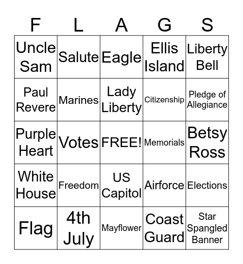 ******PATRIOTIC BINGO****** Bingo Card