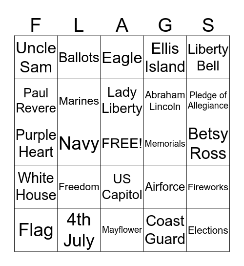 ******PATRIOTIC BINGO****** Bingo Card