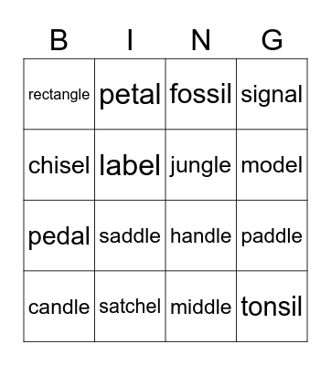 el le al il BINGO! Bingo Card