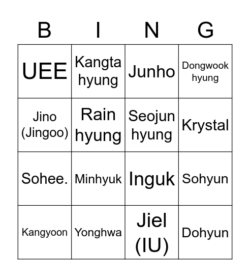 CASTLE Bingo Card