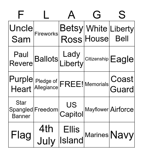 ******PATRIOTIC BINGO****** Bingo Card