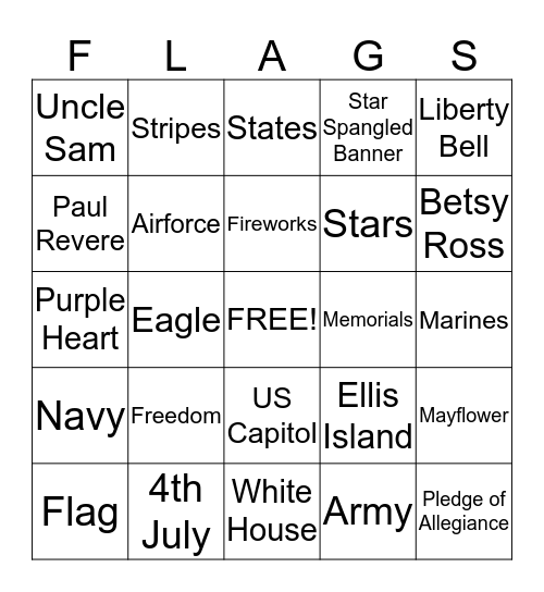 ******PATRIOTIC BINGO****** Bingo Card