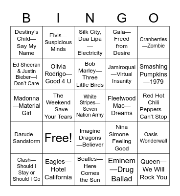 Social Time Bingo Card