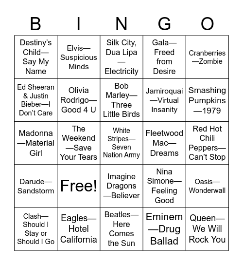 Social Time Bingo Card