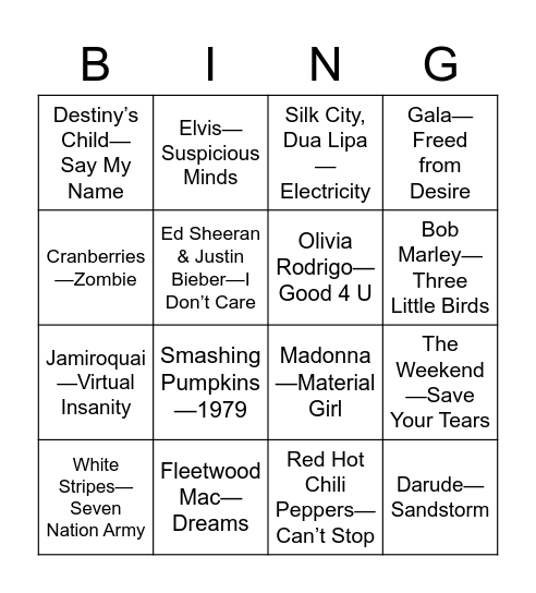 Social Time Bingo Card