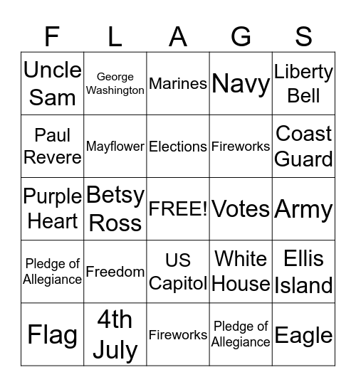 ******PATRIOTIC BINGO****** Bingo Card