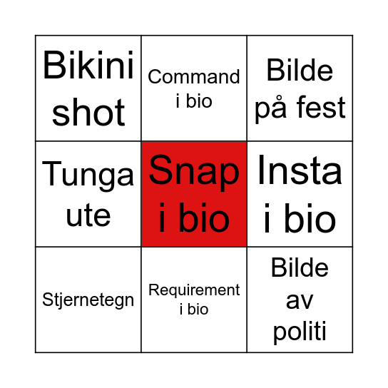 Kristian's tinder bingo Card