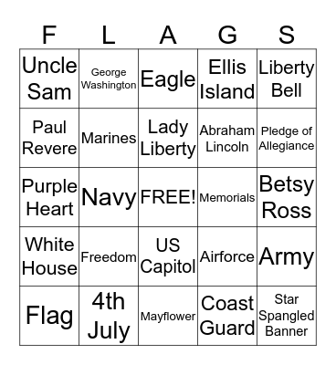 ******PATRIOTIC BINGO****** Bingo Card