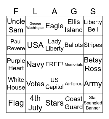 ******PATRIOTIC BINGO****** Bingo Card