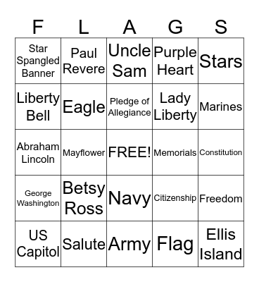 ******PATRIOTIC BINGO****** Bingo Card