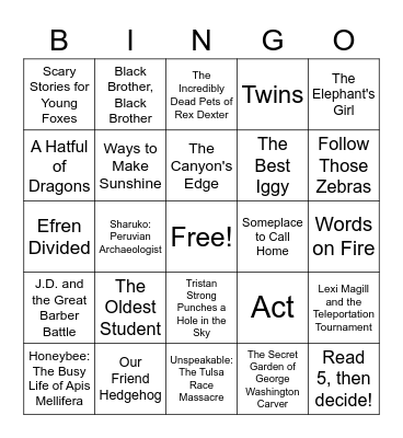 Bluebonnet Bingo Card