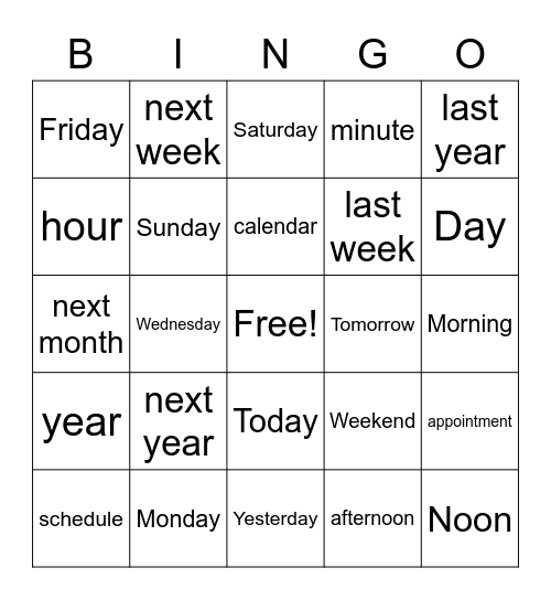 ASL Bingo time Bingo Card
