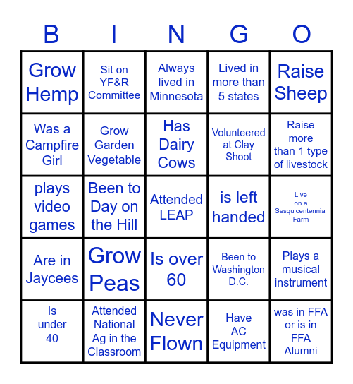 LEAP Bingo Card