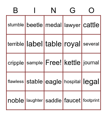 Wonders Spelling list #14 U3 W4 Bingo Card