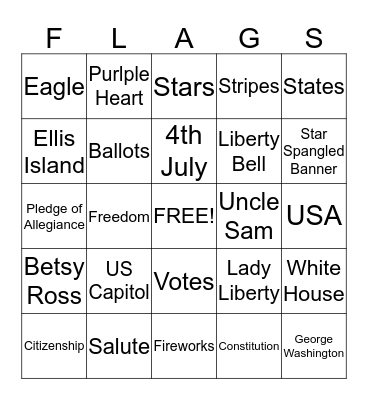 PATRIOTIC BINGO Card