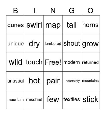 Wit & Wisdom Module 4--Kindergarten Bingo Card