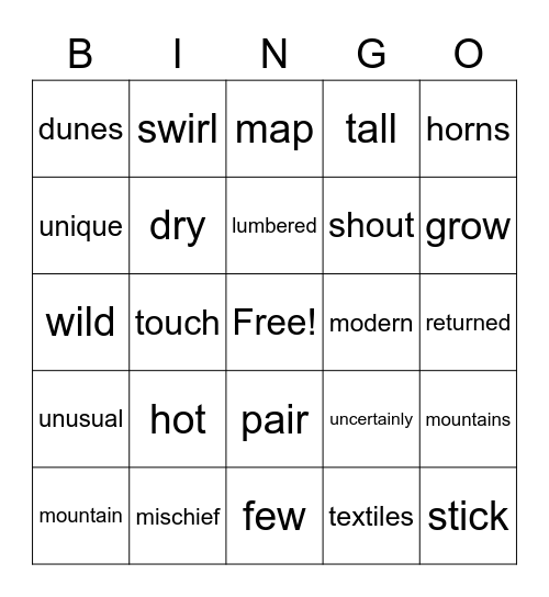 Wit & Wisdom Module 4--Kindergarten Bingo Card