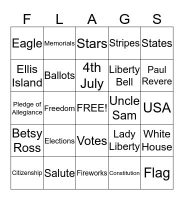 PATRIOTIC BINGO Card