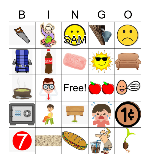 Initial s Words Bingo Card