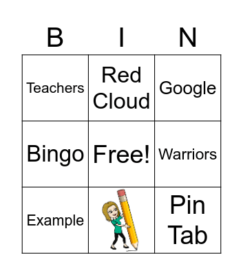 Red Cloud Example Bingo Card
