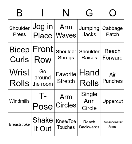 Fitness Bingo (W) Bingo Card
