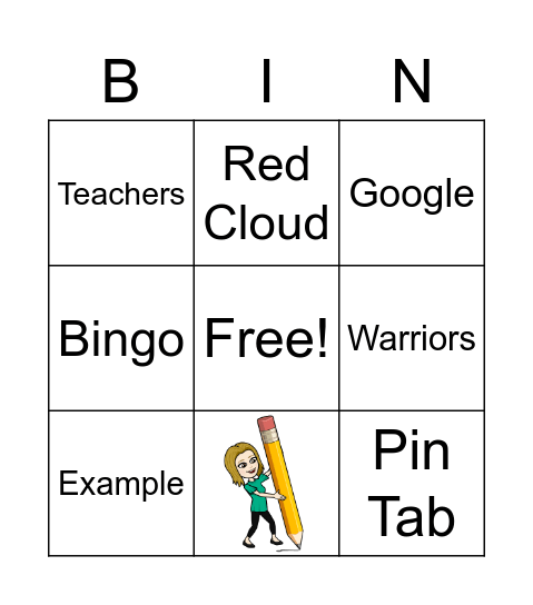 Red Cloud Example Bingo Card
