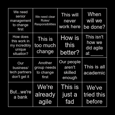 Workshop Stress BINGO Card