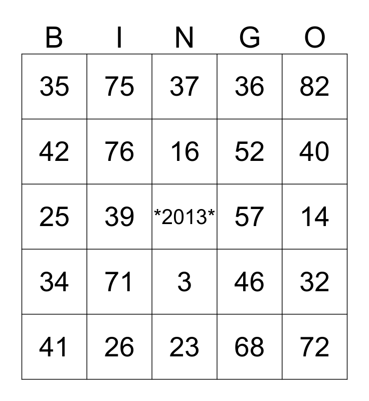 oud en nieuw 2013 Bingo Card